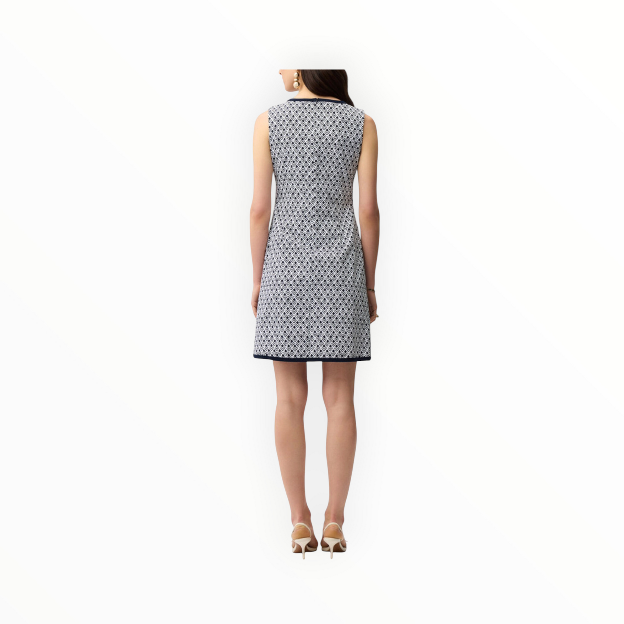 Joseph Ribkoff Mini Shift Dress With Pockets - Vanilla/Midnight Blue