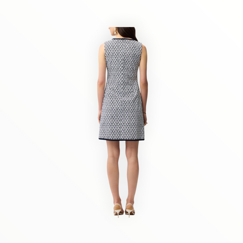 Joseph Ribkoff Mini Shift Dress With Pockets - Vanilla/Midnight Blue