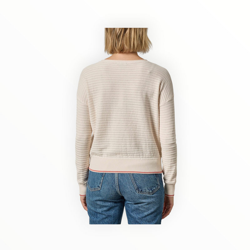 Lilla P Tipped Hem Wide Neck Sweater - Pearl