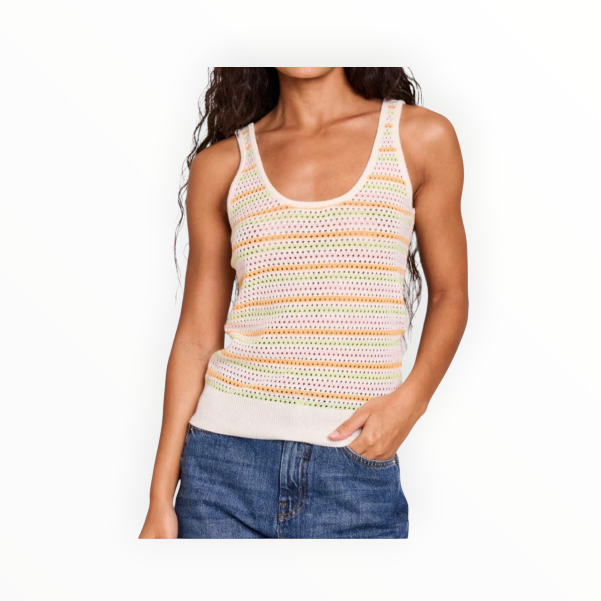 WISPR Rainbow Stripe Pointelle Vest