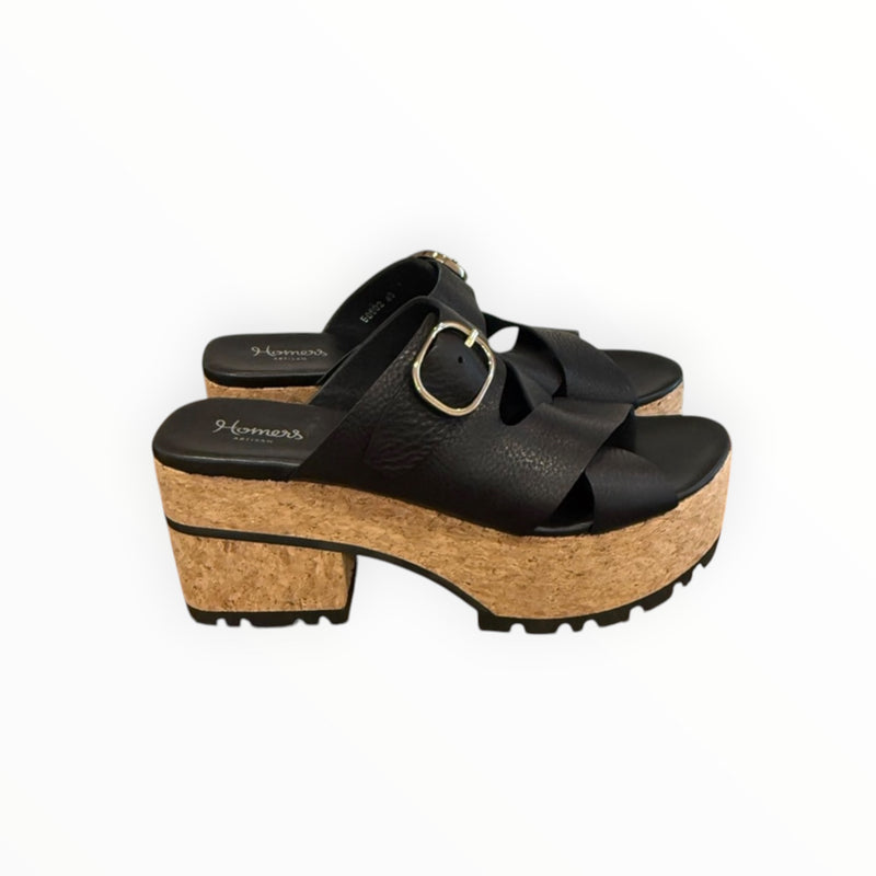 Homers Venice Wedge Sandal - Black