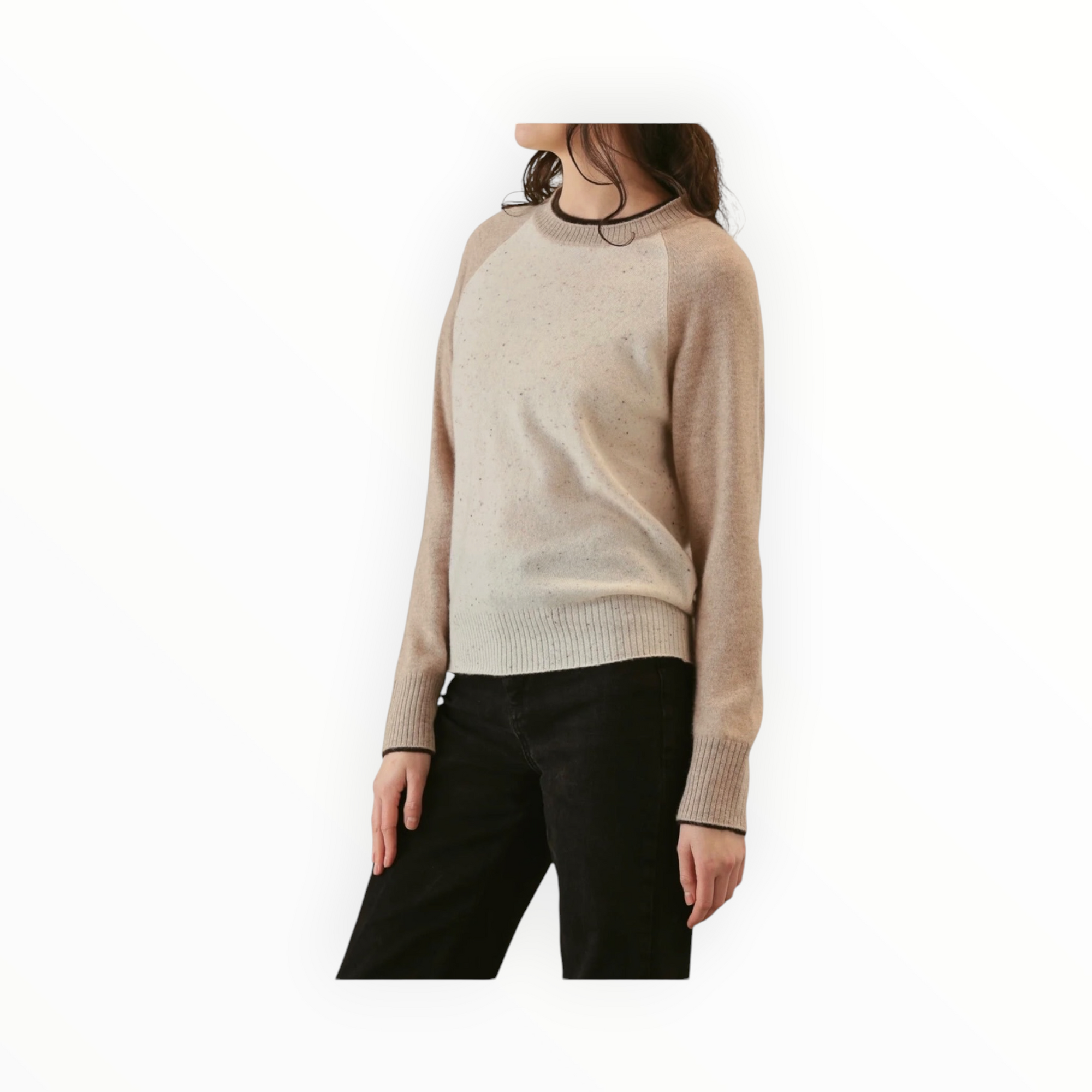 27 Miles Malibu Proctor Cashmere Baseball Pullover - Coconut/Oatmeal/Espresso
