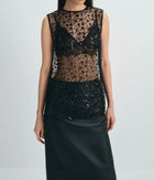 Rue Sophie Rue Sophie Ananya Sequinced Mesh Top - Black