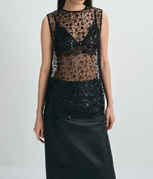 Rue Sophie Rue Sophie Ananya Sequinced Mesh Top - Black