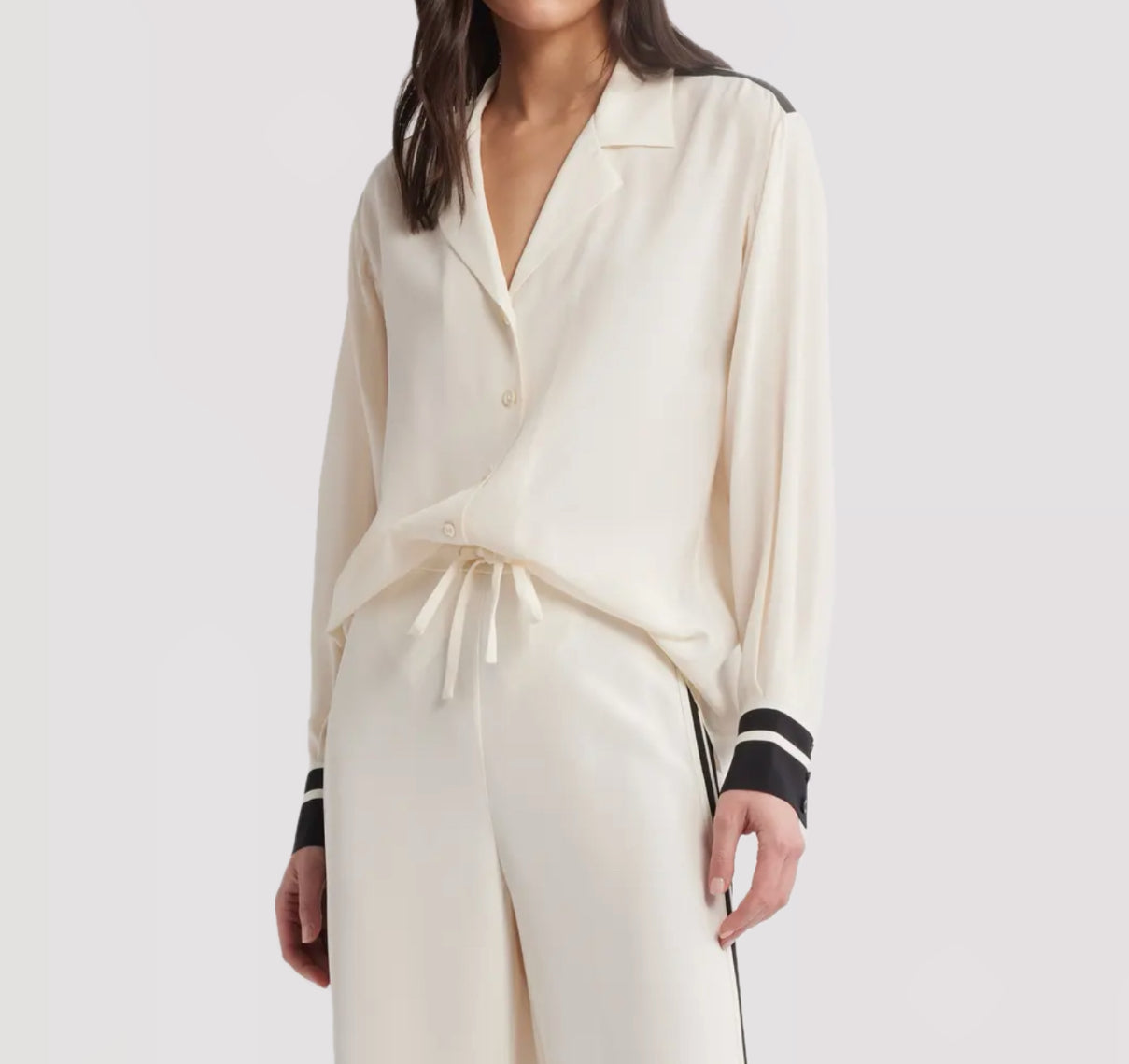 Frame The Silk Pajama Button Up Shirt - Alabaster Multi