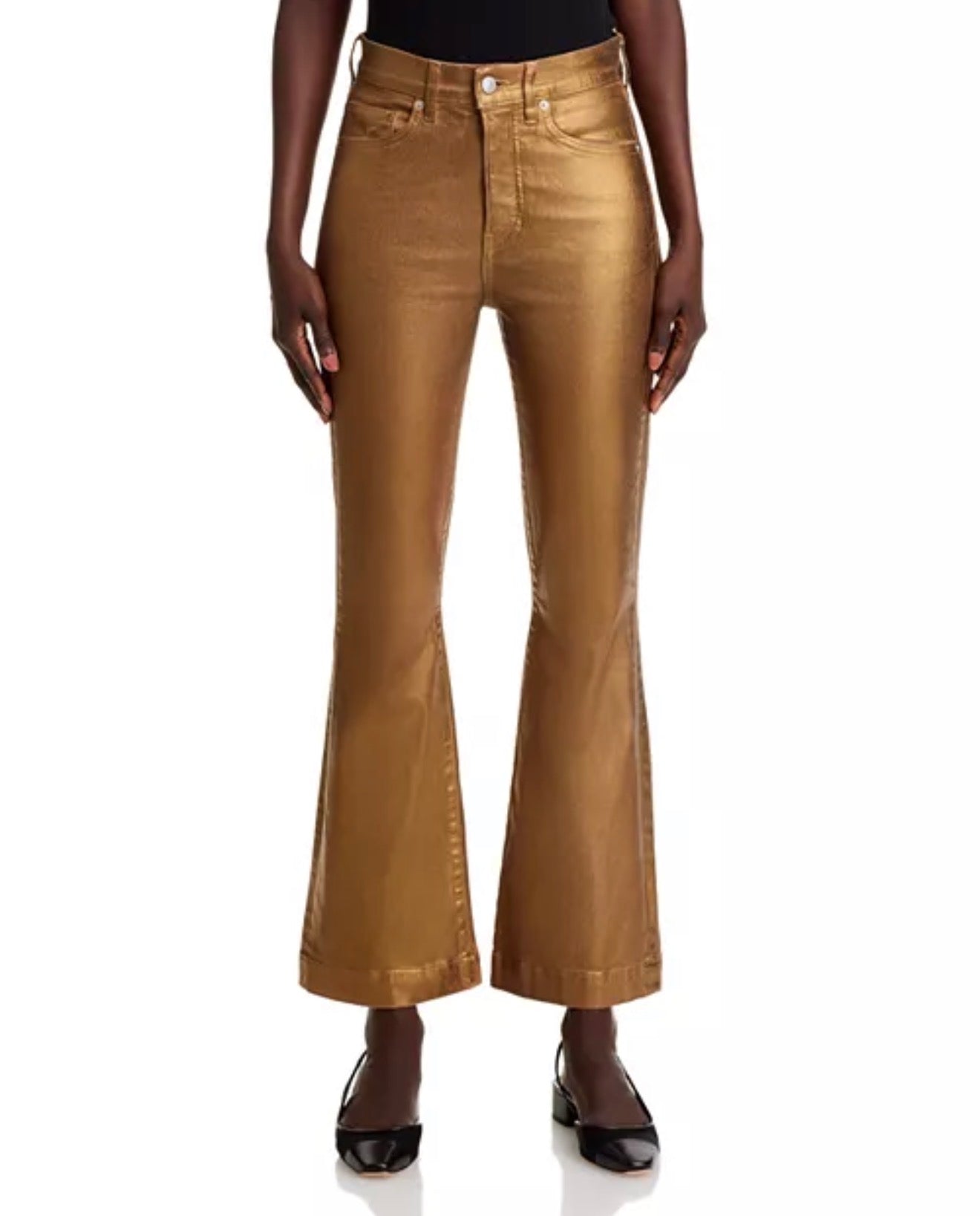 Veronica Beard Carson Coated Ankle Flare Jeans - Antique Brass