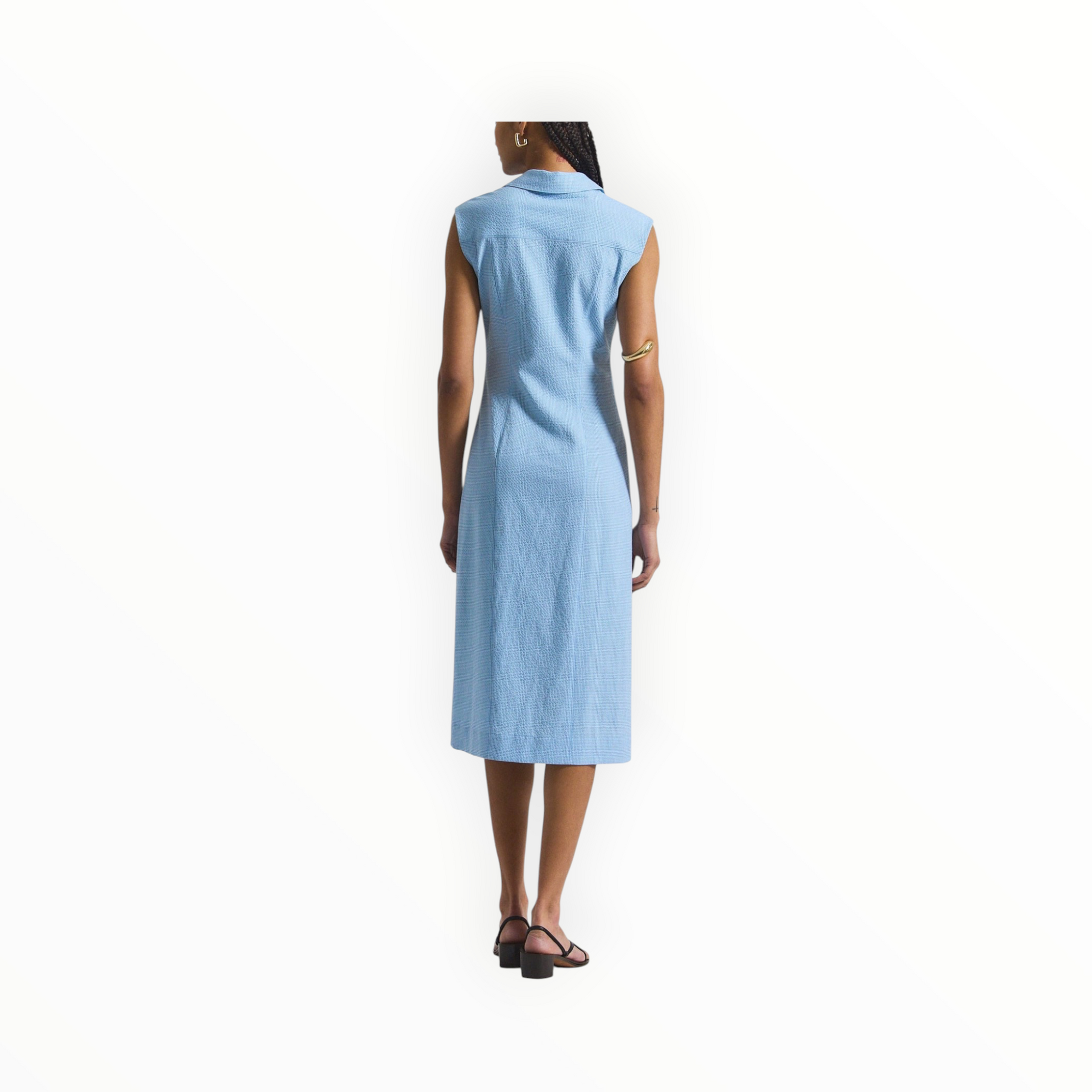 Derek Lam 10 Crosby Nera Ruched Button Down Dress - Dusk Blue/White