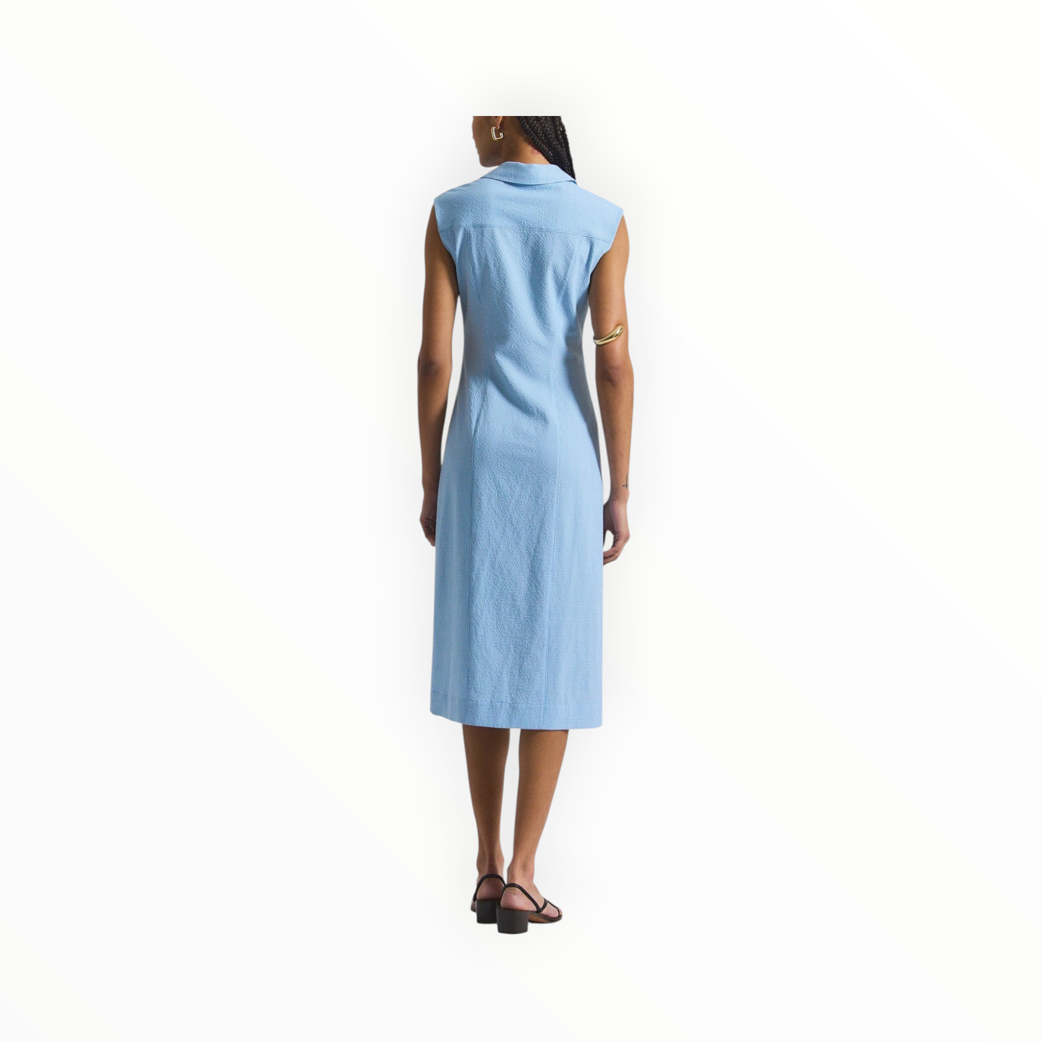 Derek Lam 10 Crosby Nera Ruched Button Down Dress - Dusk Blue/White