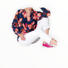 go> BY GOSILK Go Crease It Up Top - Sunset Peonies Print