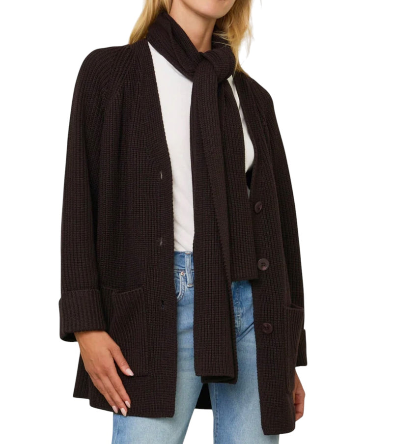 Margaret O'Leary Vivienne Merino Wool Scarf Coat - Chocolate