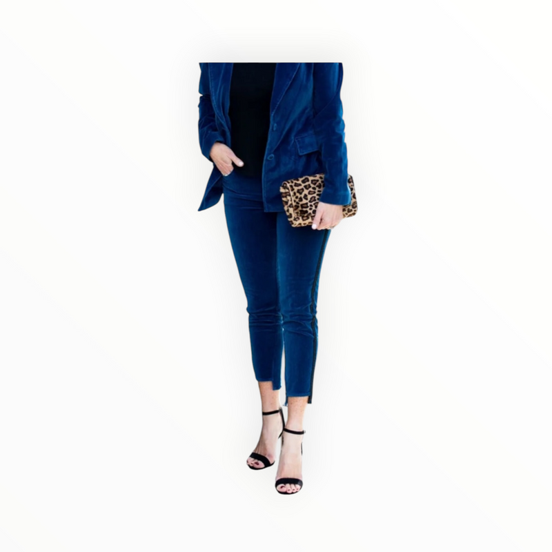 Parker Smith Twisted Tuxedo Velvet Step-Hem Jeans with Side Stripes