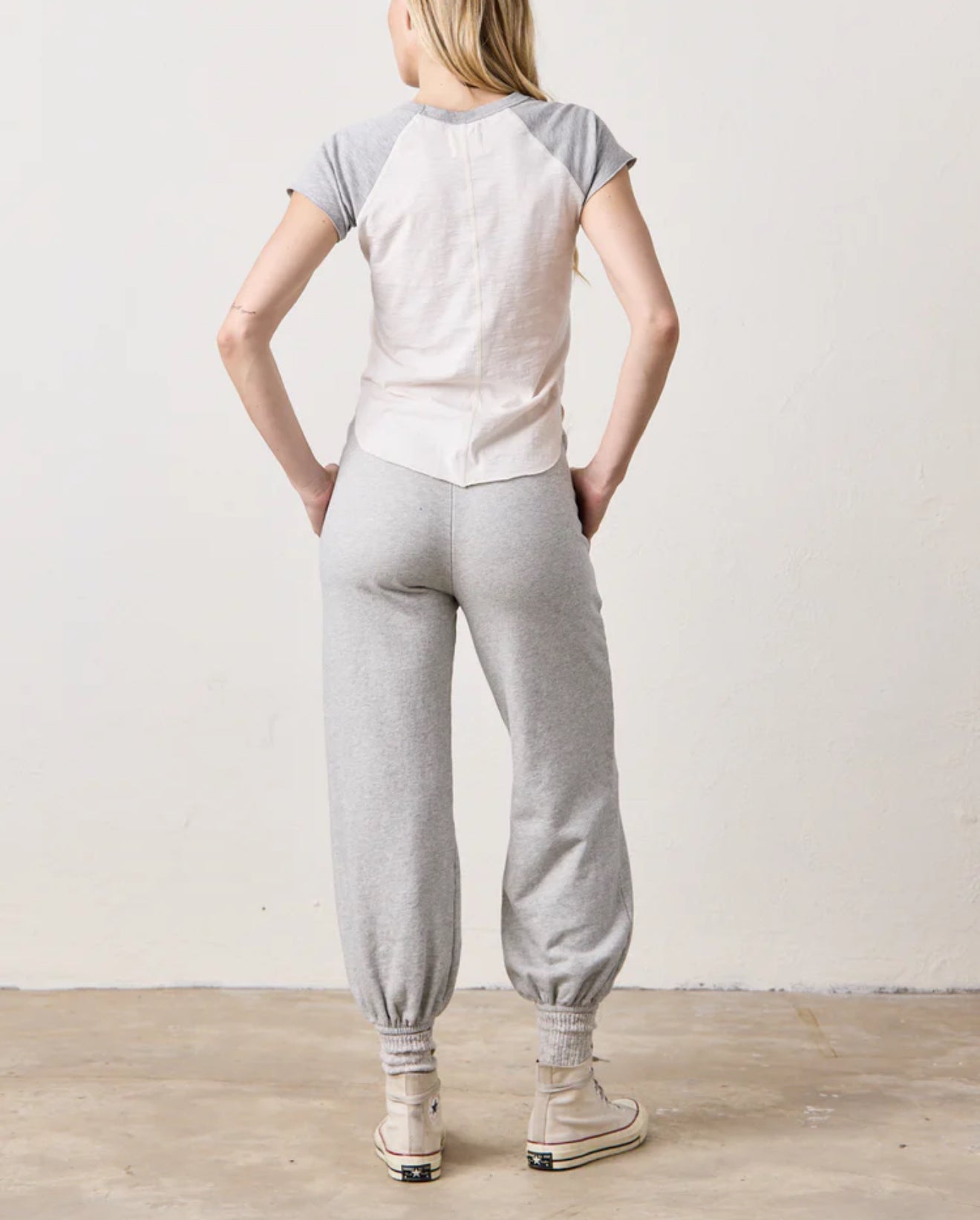 NSF Tommy Slub Jersey Raglan Tee - Ivory/Heather Grey