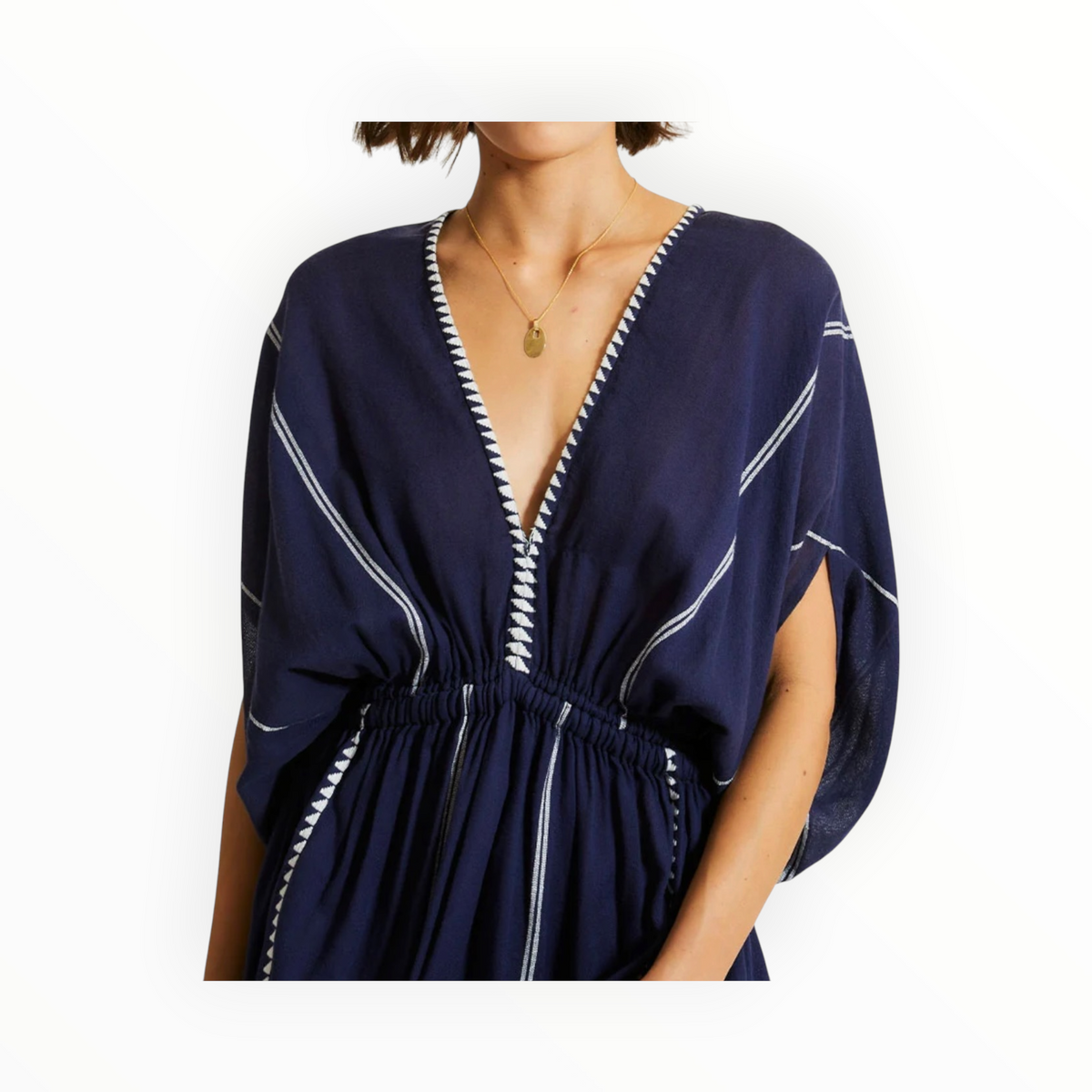 lemlem Laila Plunge Dress - Nunu Navy