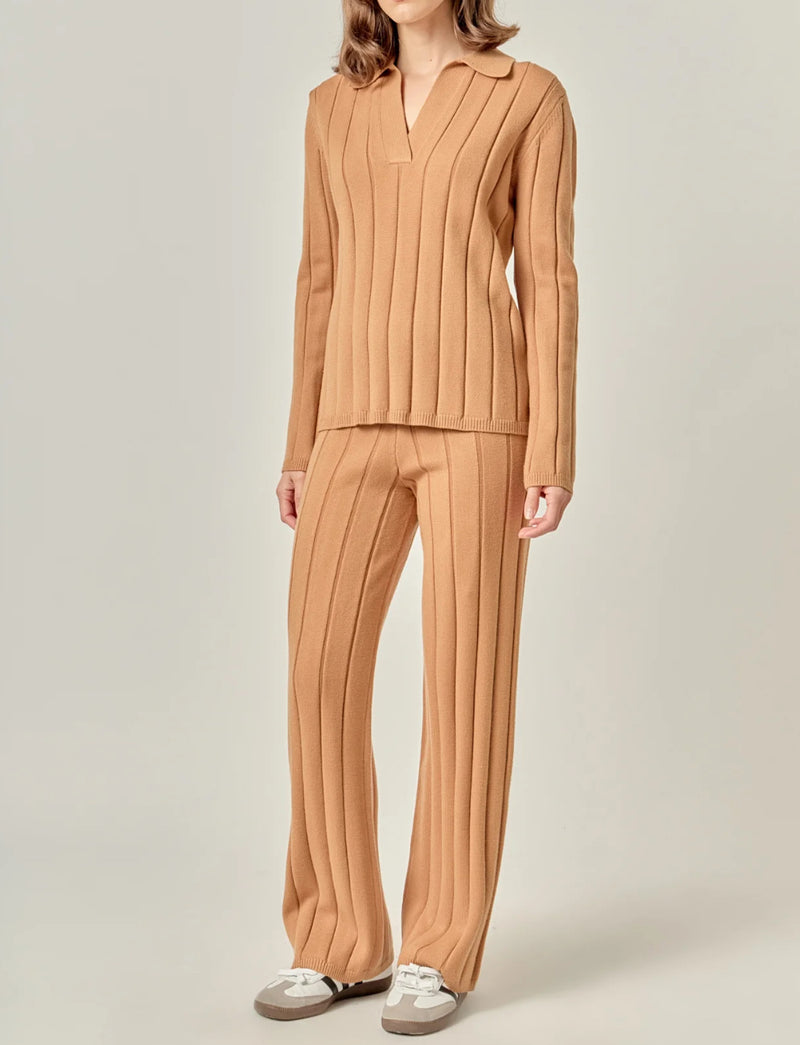 English Factory Texture Knit Top - Camel