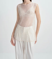 Rue Sophie Ananya Sequinced Mesh Top - Crème
