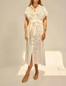 Natalie Martin Harper Dress - Embroidered Salt