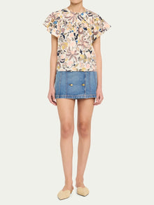 Ulla Johnson Perline Flutter Sleeve Blouse - Magnolia