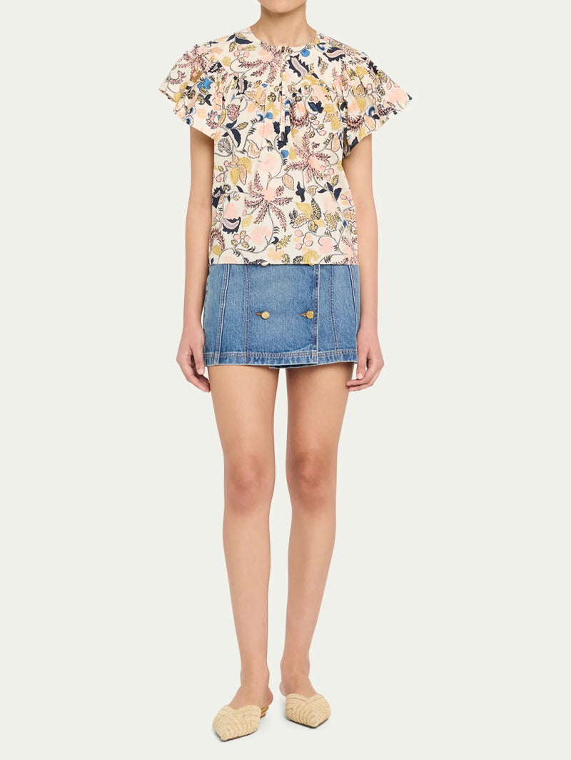 Ulla Johnson Perline Flutter Sleeve Blouse - Magnolia