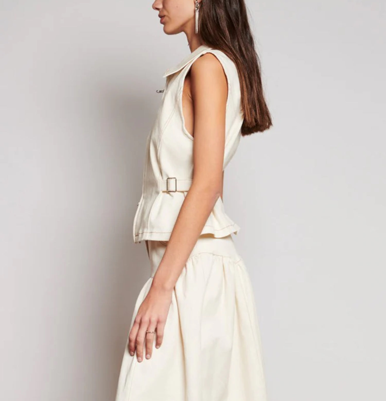 Ghospell Quincy Drill Top - Ivory
