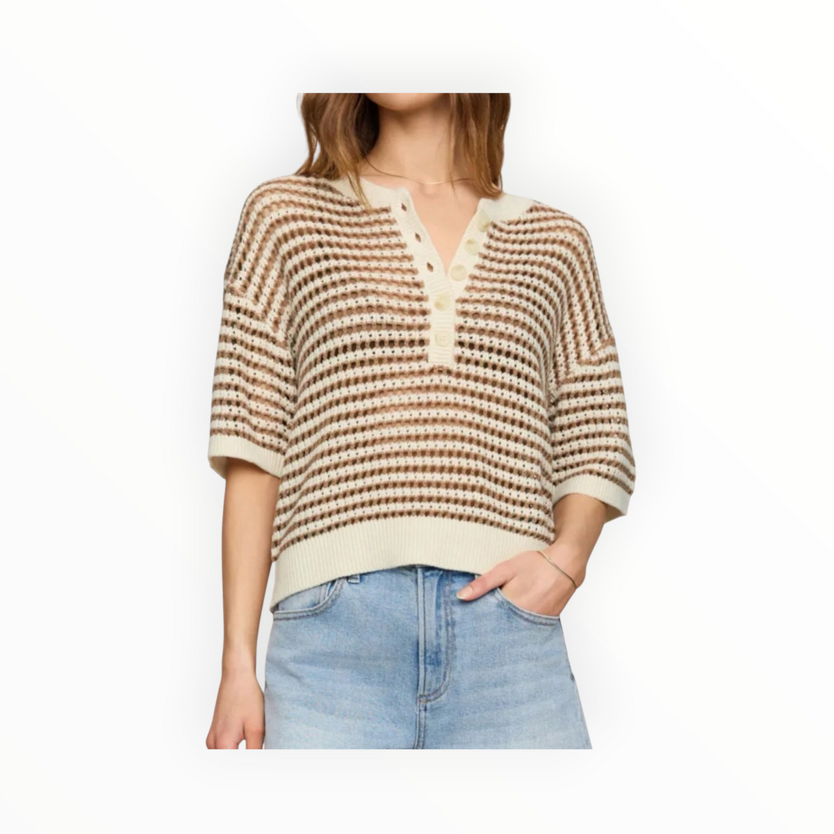 Z Supply Kylo Striped Polo Sweater - Taro