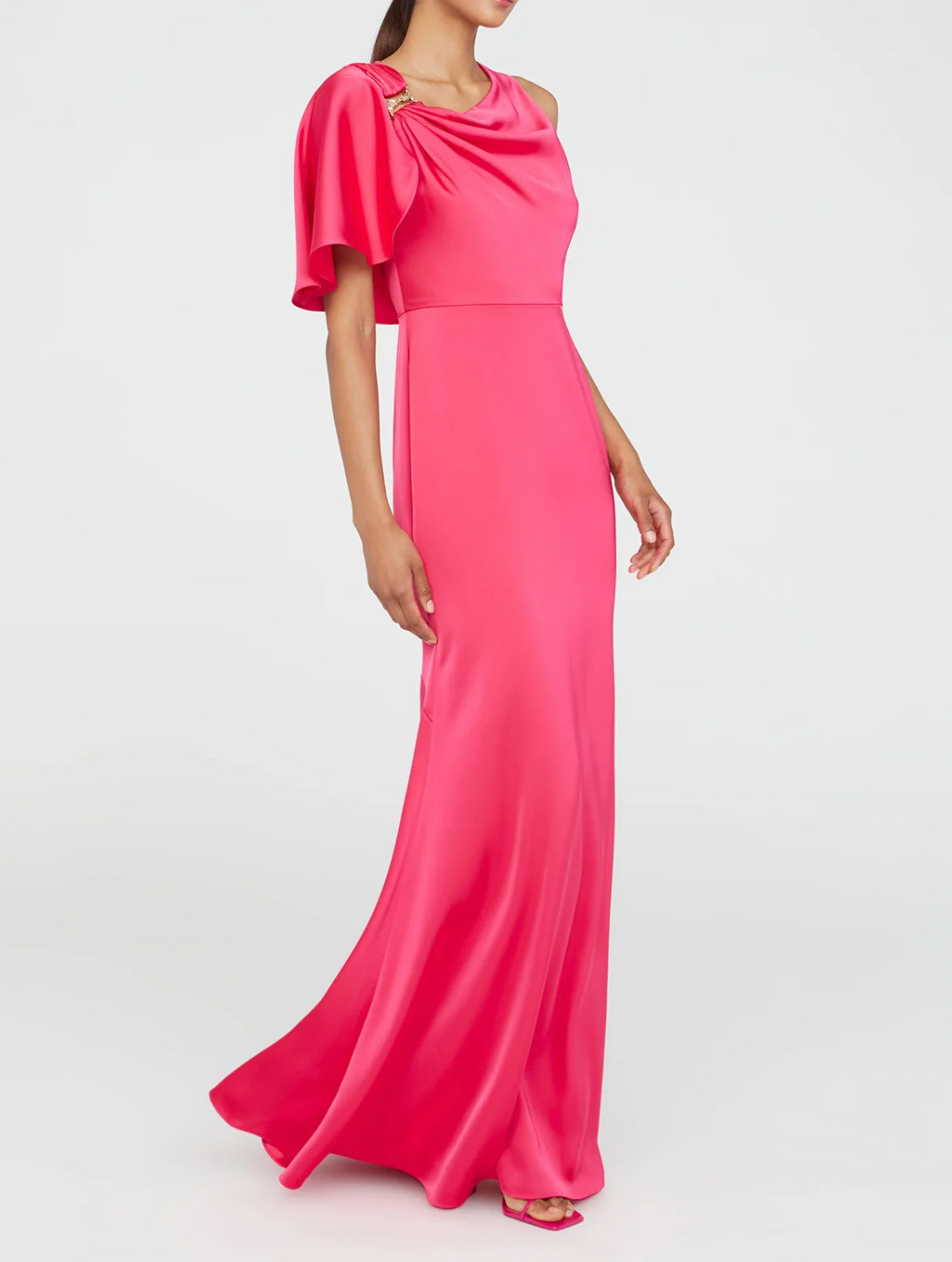 THEIA Darcie Flutter Sleeve Gown - Begonia