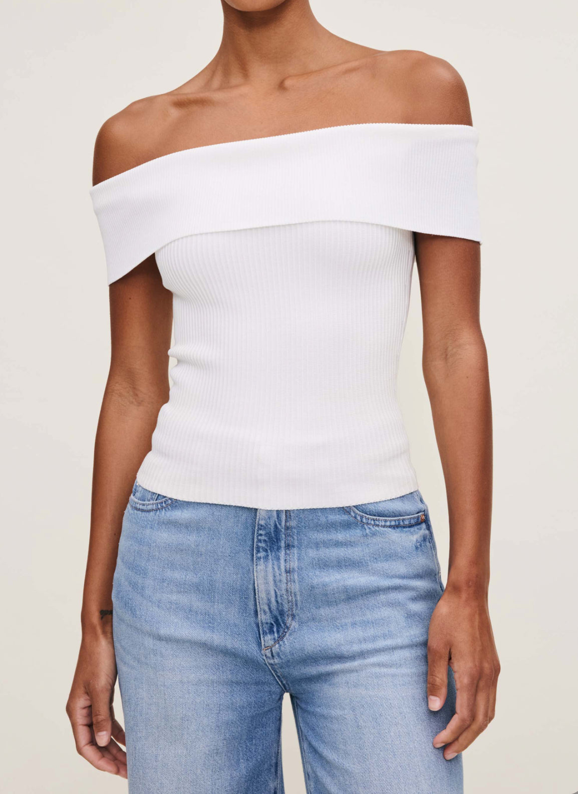 DL1961 Off Shoulder Top Instasculpt™ Rib - White