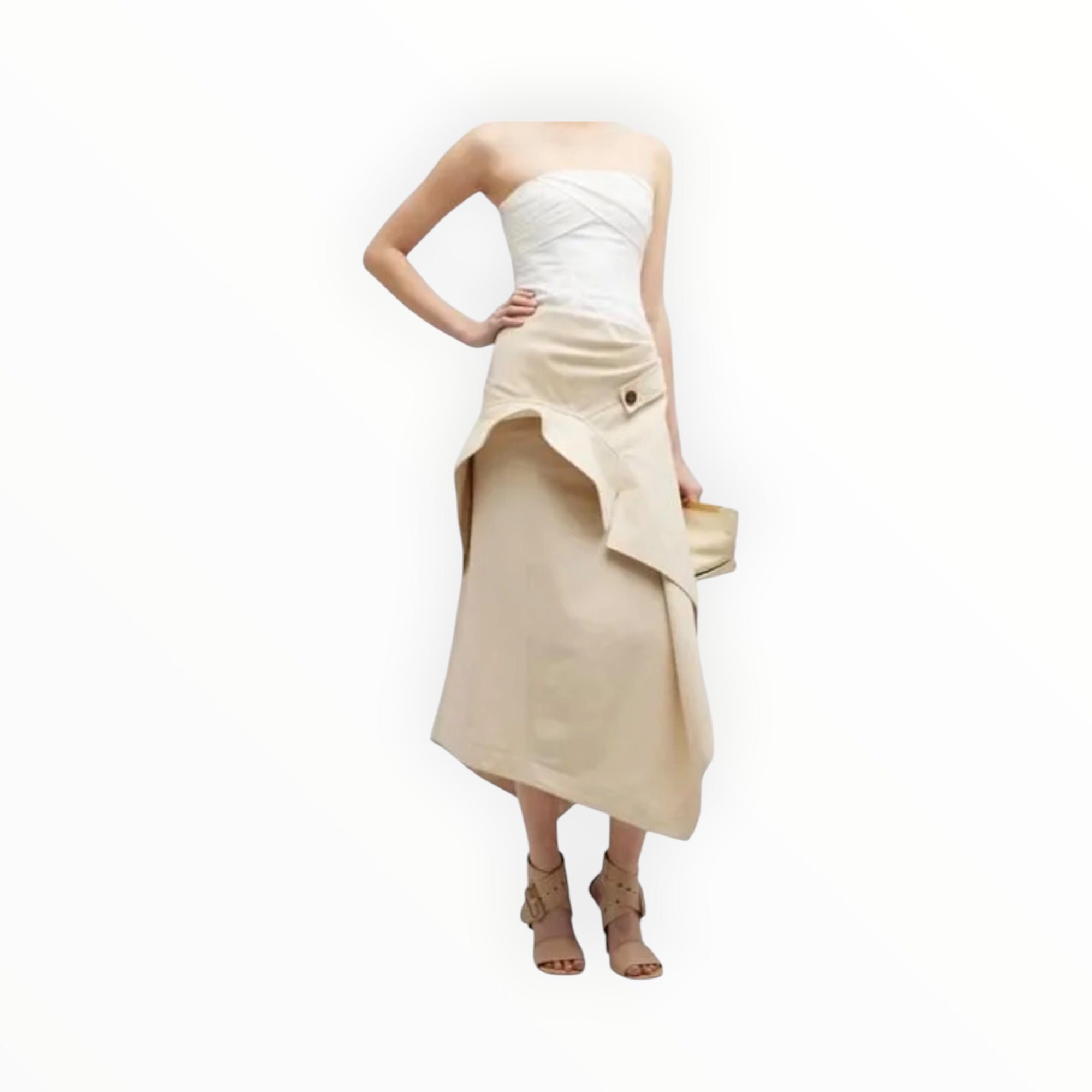 SIMKHAI Jones Menswear Remixed Draped Corset Dress - Vanilla