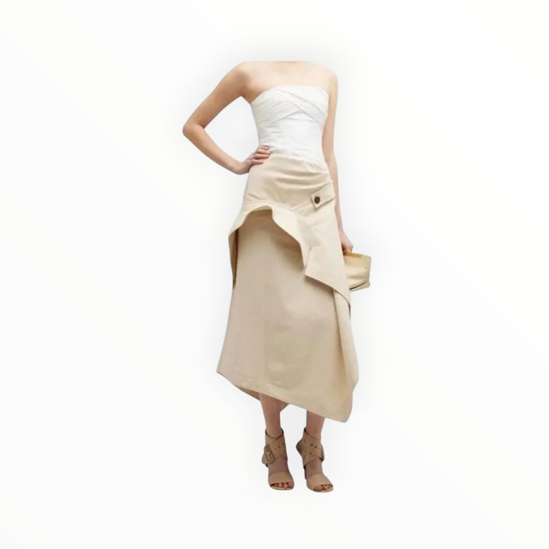 SIMKHAI Jones Menswear Remixed Draped Corset Dress - Vanilla