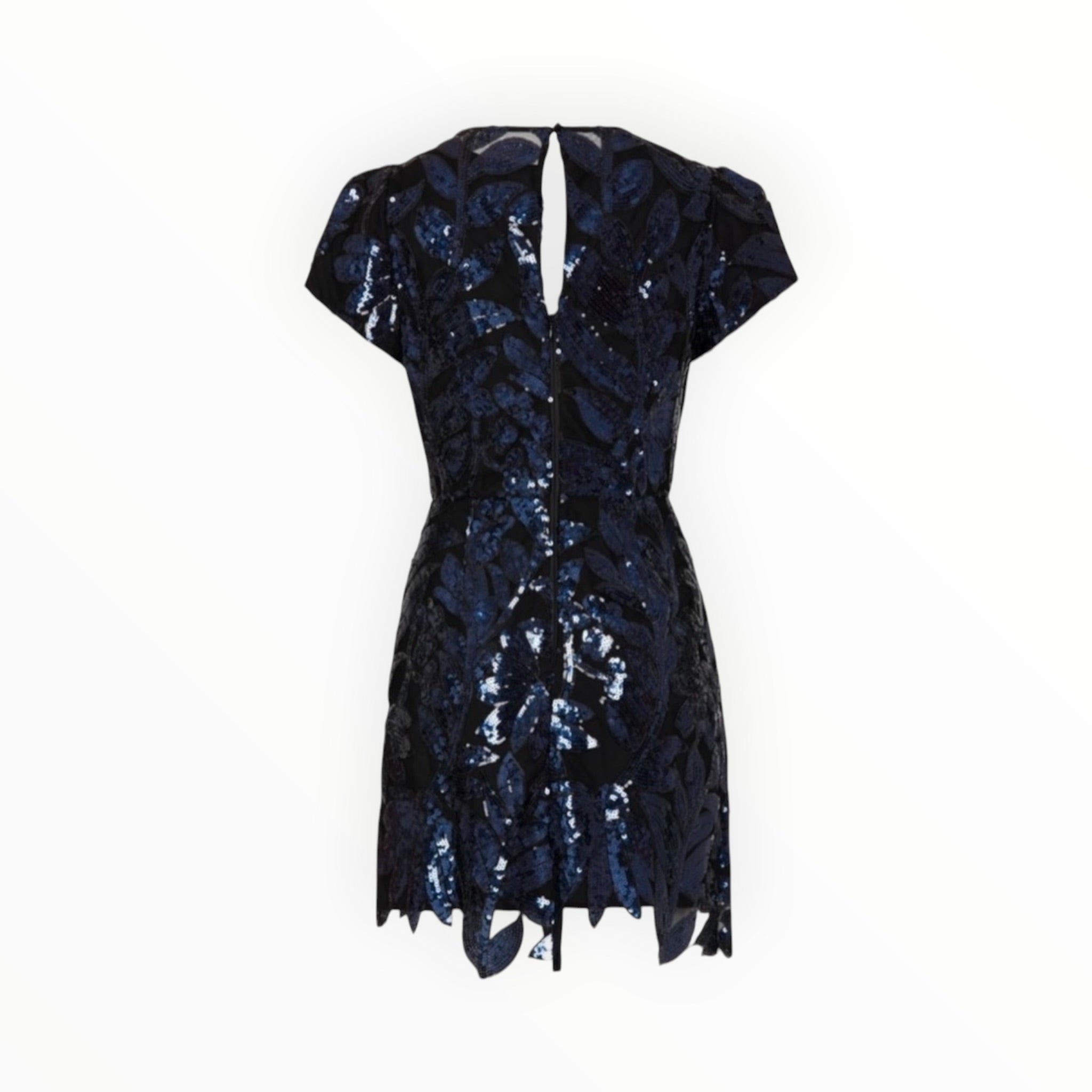 Milly Kyla Floral Sequins Dress - Navy