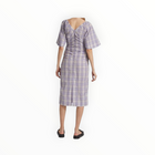 GANNI Seersucker Check V-Neck Midi-Dress - Persian Violet