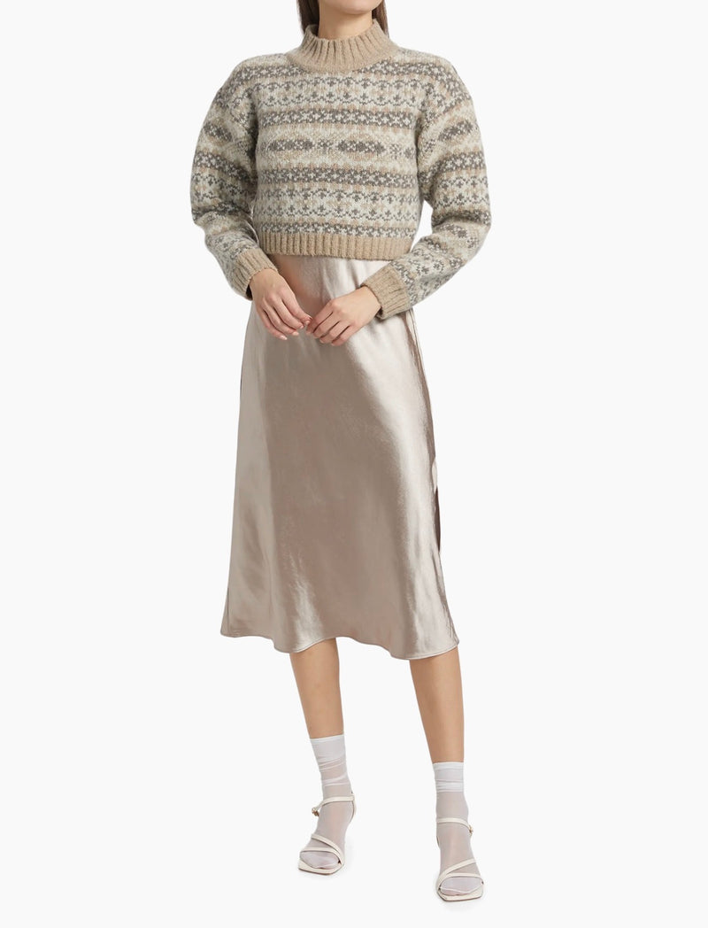 dh New York Lou Sweater & Satin - Dress Set - Oatmeal Combo