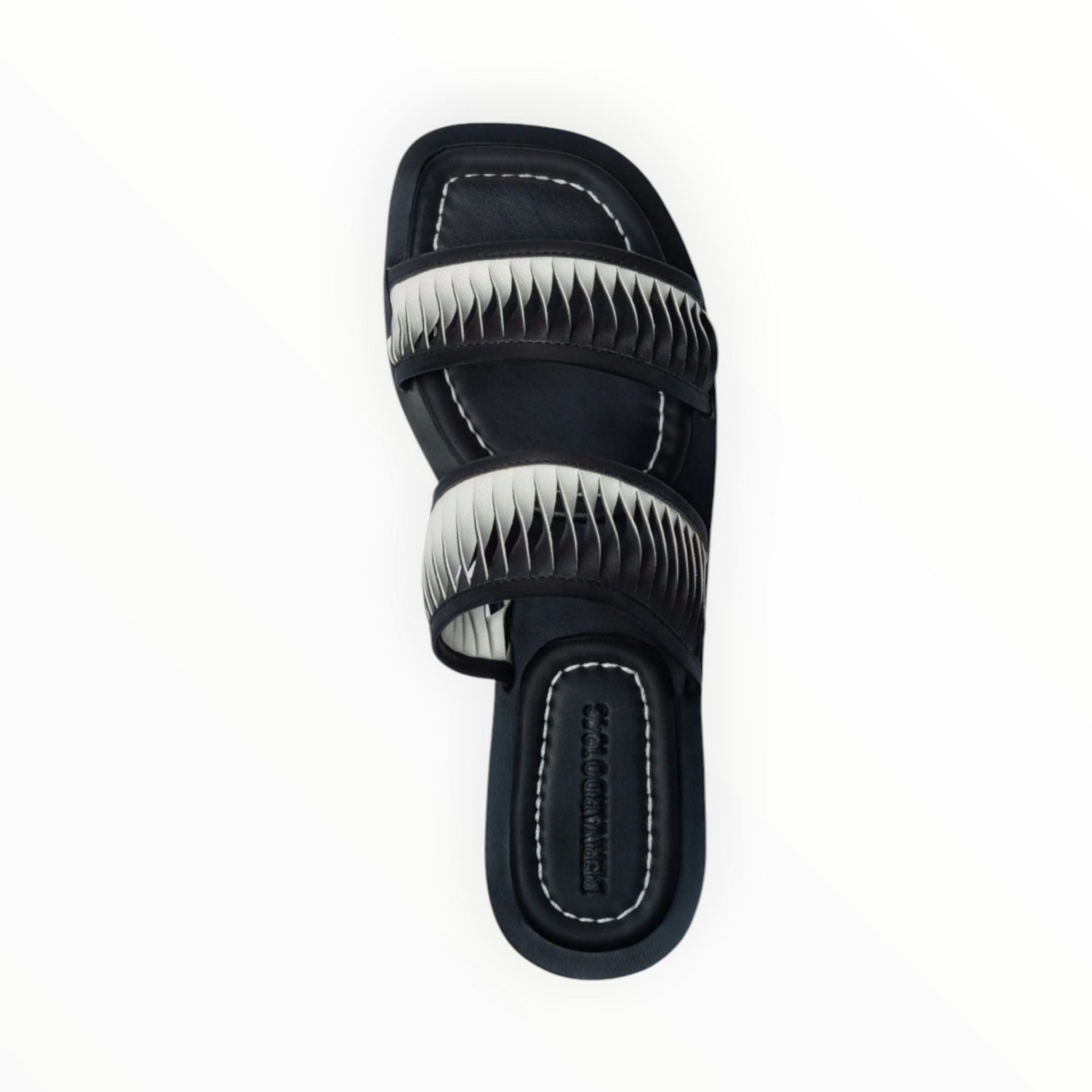 BERNARDO Andorra Slide Sandal - Black/Off White Glove Leather