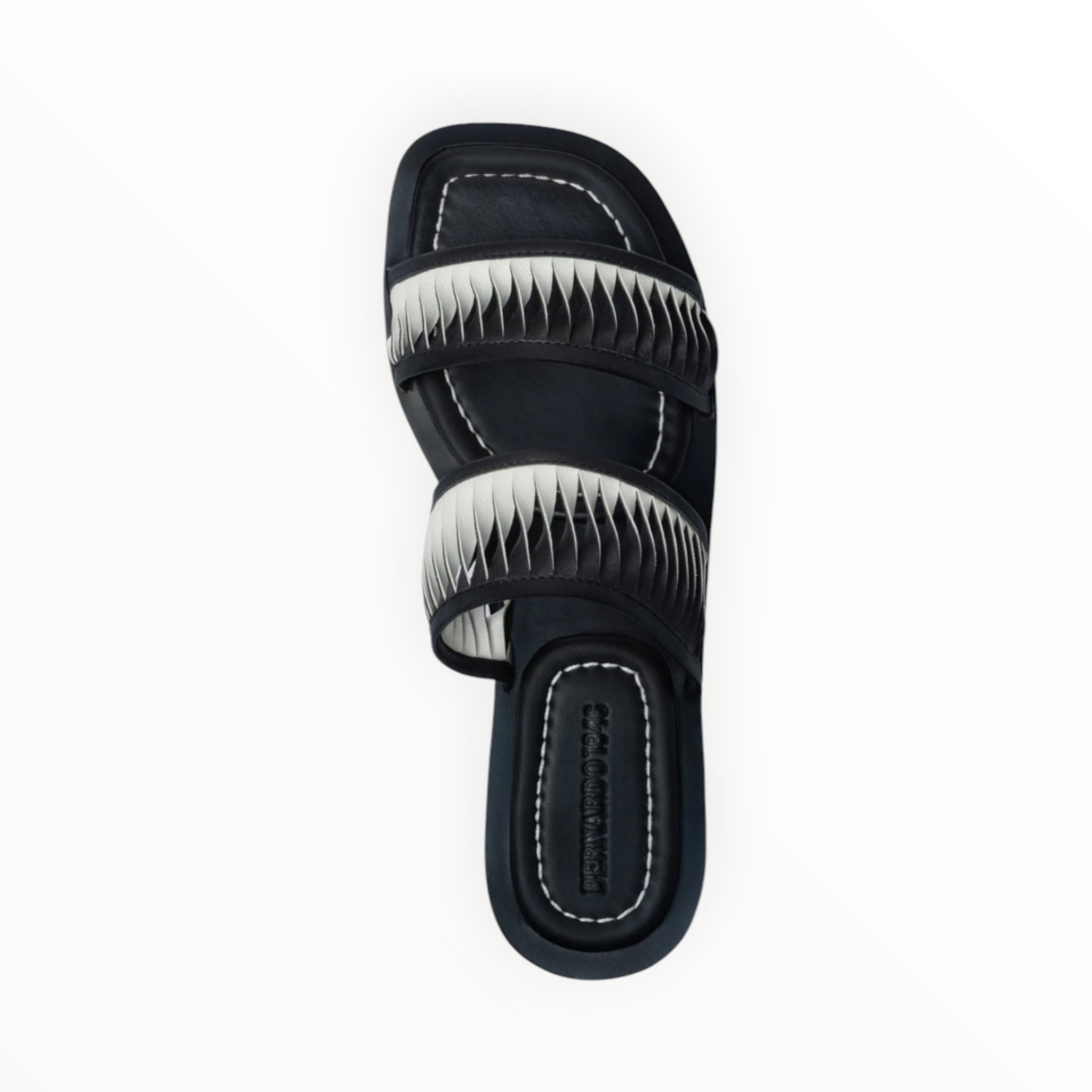 BERNARDO Andorra Slide Sandal - Black/Off White Glove Leather