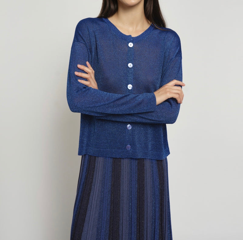 Maison Lurex Gala Short Cardigan - Royal Blue