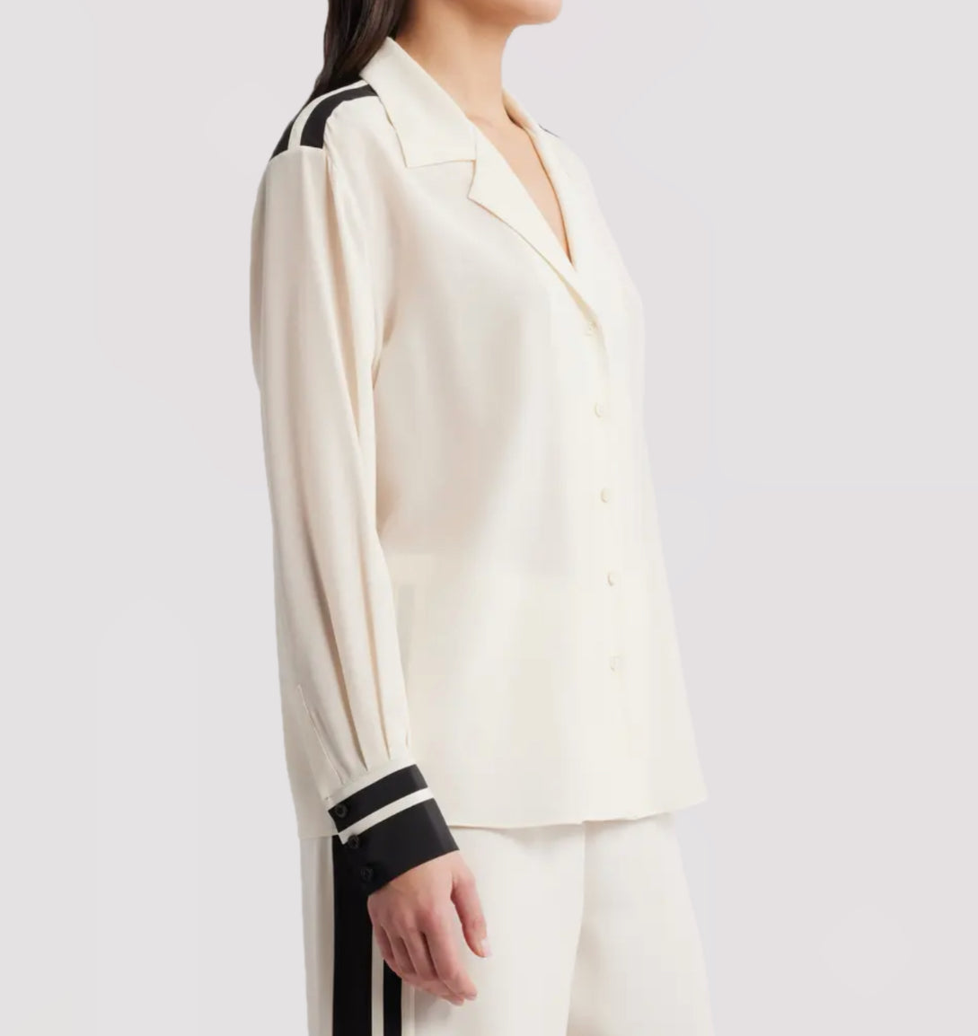 Frame The Silk Pajama Button Up Shirt - Alabaster Multi