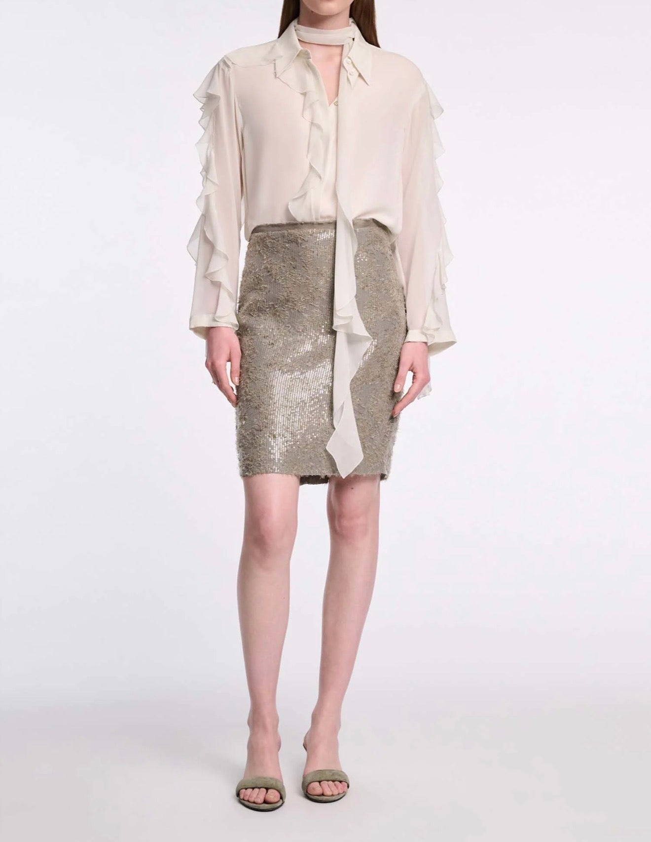 Dorothee Schumacher Sequin Statement Skirt - Olive Grey