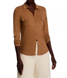 Majestic Filatures Soft Touch Long Sleeve Pocket Shirt - Camel