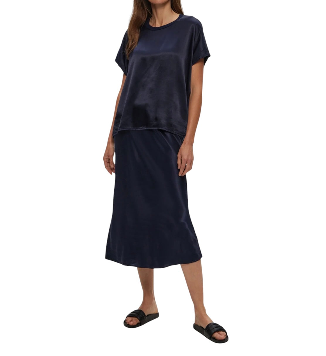 Michael Stars Flow Satin Tee - Nocturnal