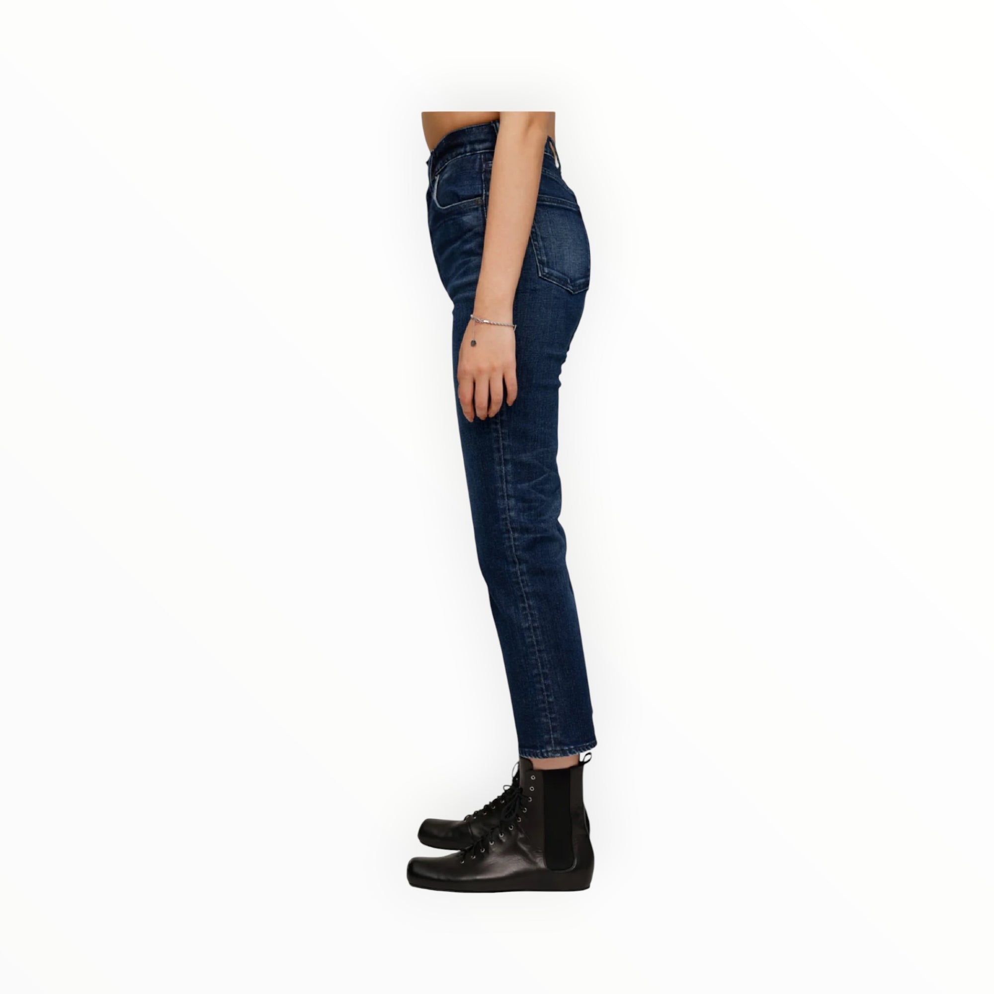 Moussy Vintage Emma Cropped Flare Jeans - Dark Blue