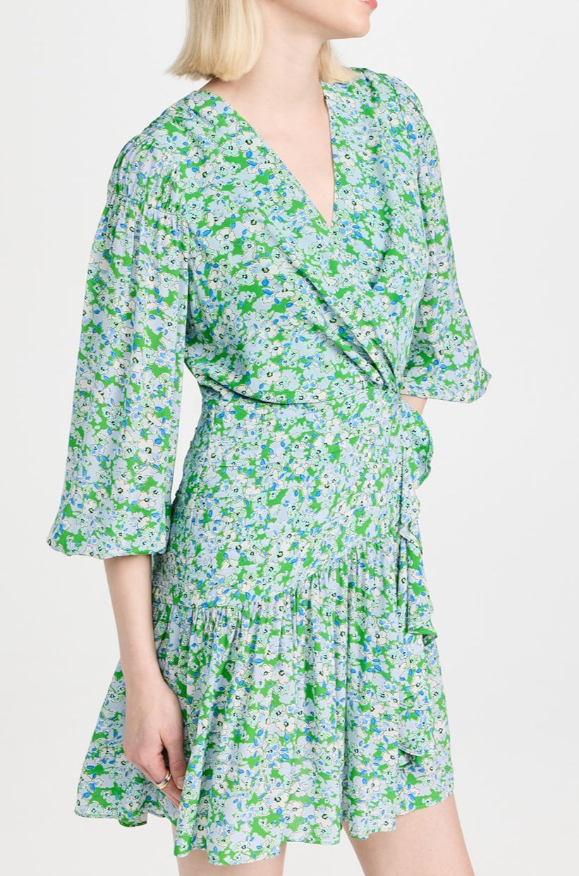 Shoshanna Nicola Floral Print Ruffle Dress - Spring Green Multi