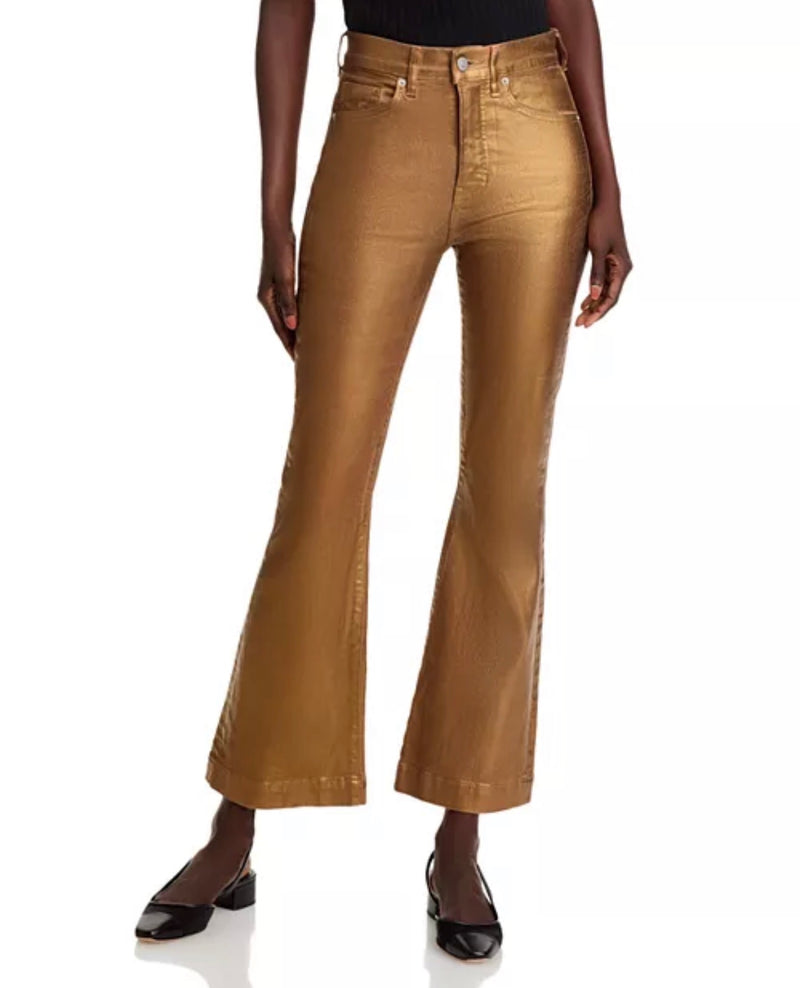 Veronica Beard Carson Coated Ankle Flare Jeans - Antique Brass