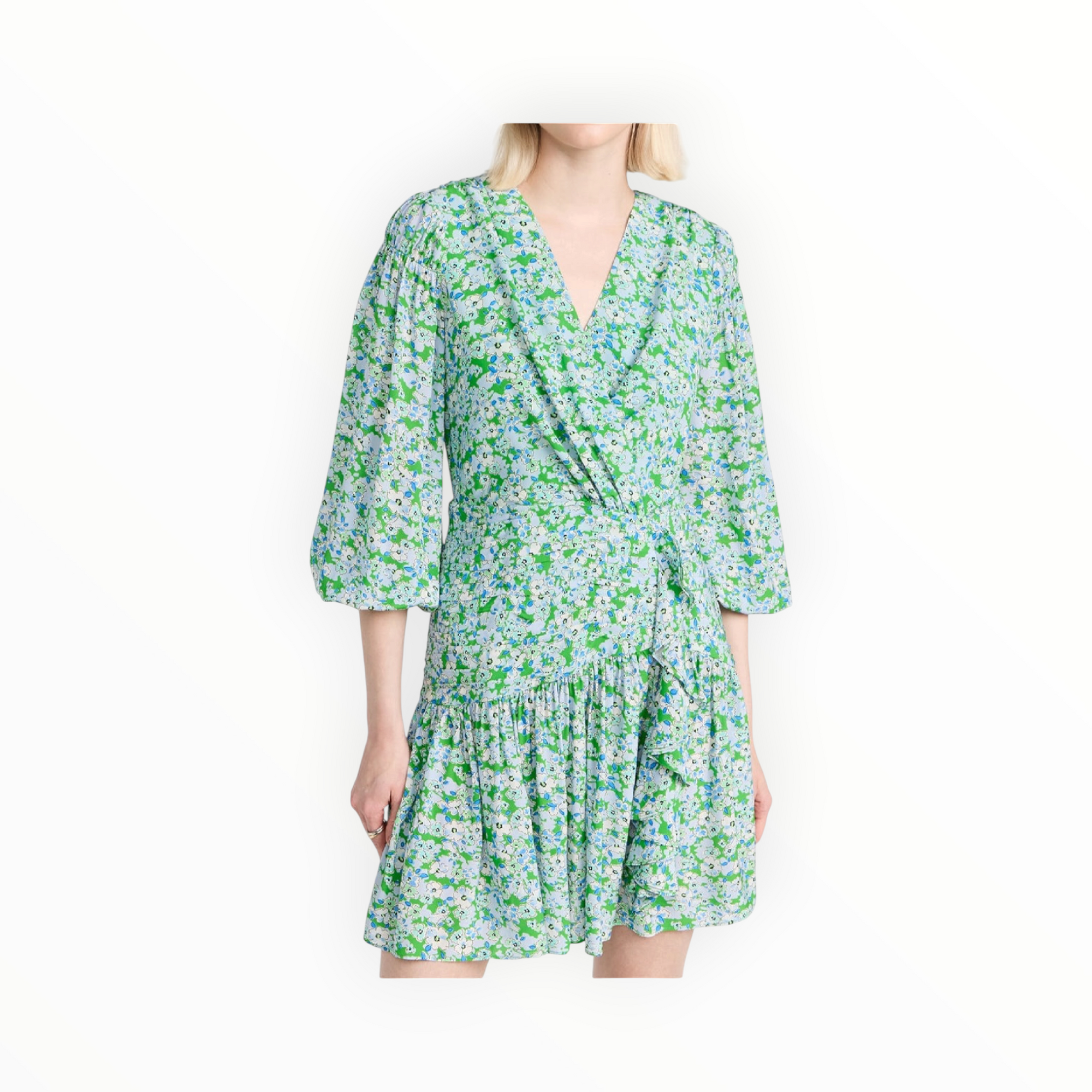 Shoshanna Nicola Floral Print Ruffle Dress - Spring Green Multi