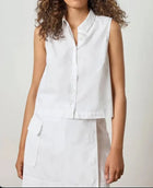 LILLA|P Eyelet Collar Sleeveless Shirt - White