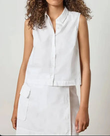 LILLA|P Eyelet Collar Sleeveless Shirt - White