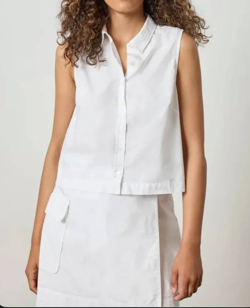 LILLA|P Eyelet Collar Sleeveless Shirt - White