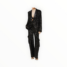 Rotate Birger Christensen Sequined Oversized Single-Breasted Blazer - Black