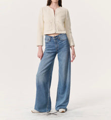 rag & bone Cheyenne Whipstitch-Trimmed Tweed Lady Jacket - White