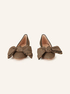 Loeffler Randall Noa Gingham Bow Flat - Brown/Black