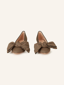 Loeffler Randall Noa Gingham Bow Flat - Brown/Black