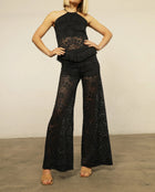 NIGHTCAP Lotus Lace Apron Fringe Top - Black